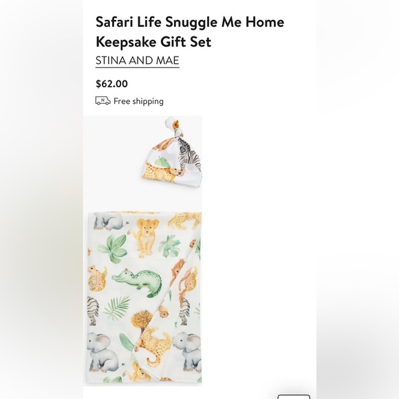 STINA & MAE Safari Life Organic Cotton Snuggle Me Home Baby Blanket NEW - Picture 1 of 7